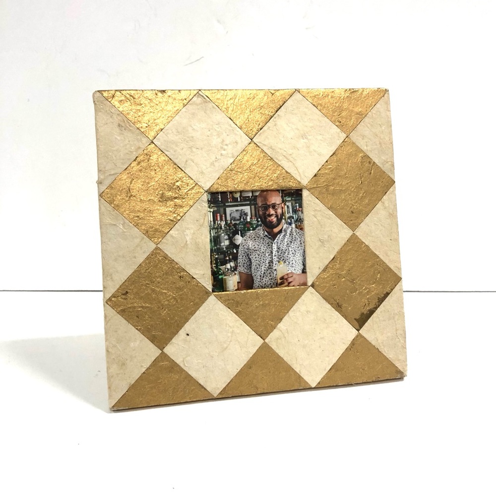 Gold and Cream Geometric Photo Frame